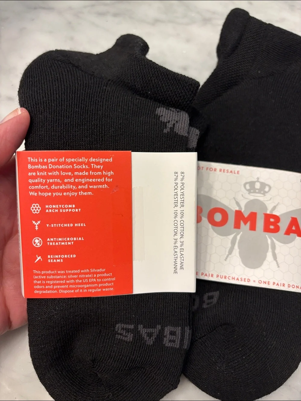 Bombas Set of 2 Black Ankle Socks, size Medium (US 8-10.5), NWT